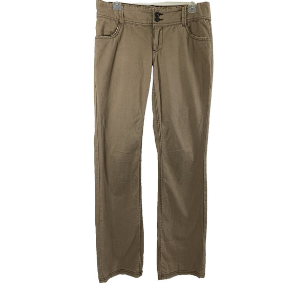 Maurice Pants‎ Womens Size 5/6 Long Brown Boot Distress Chino Slacks - Picture 1 of 13